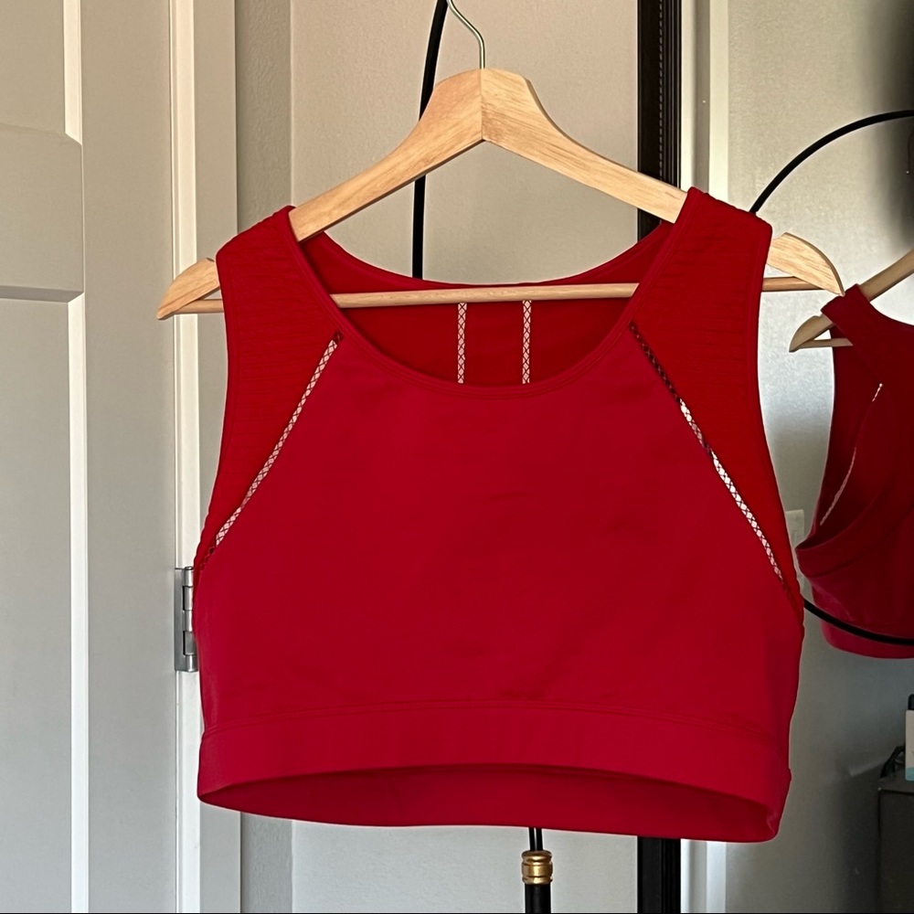 Fabletics Cut Out Red Medium-High Impact Sports Bra